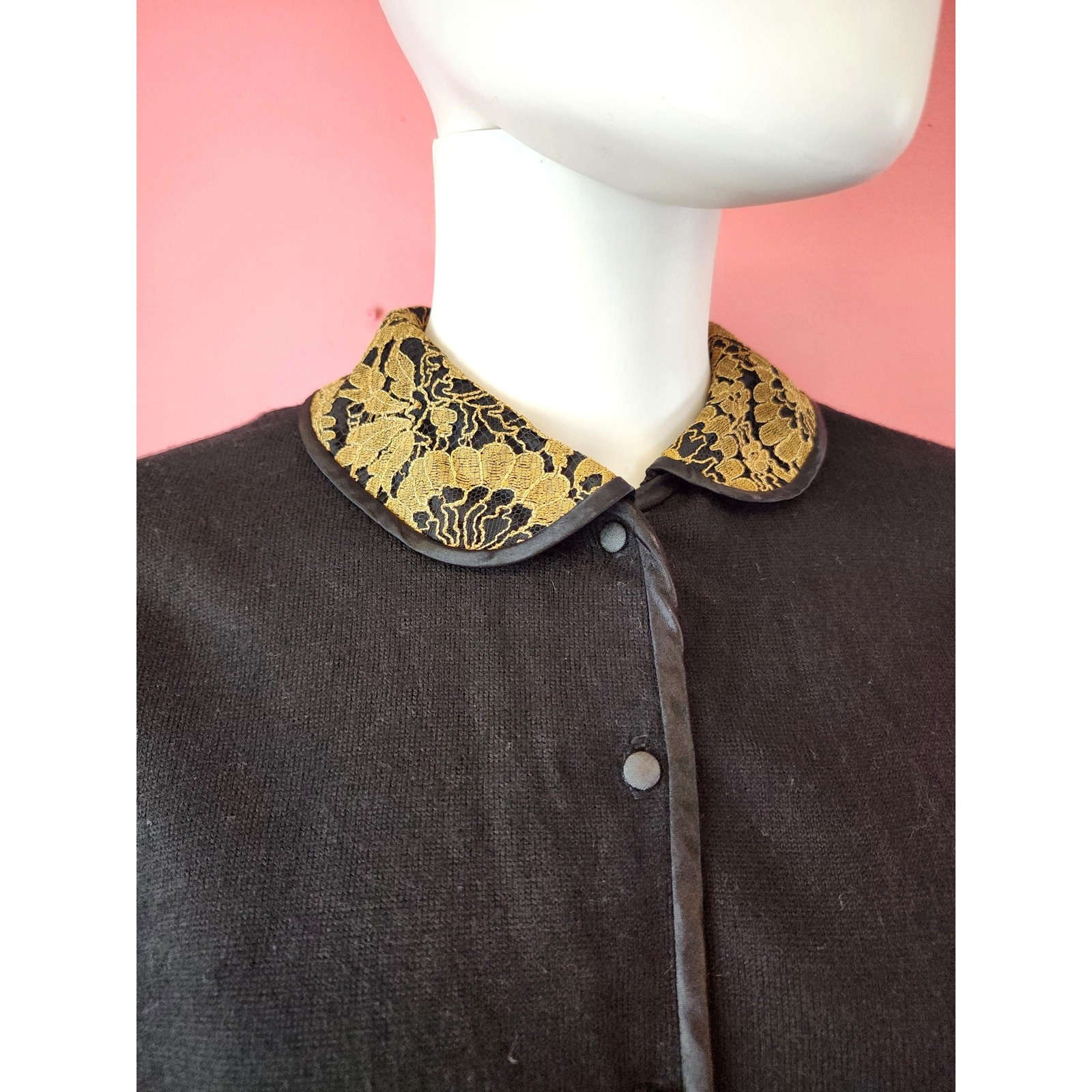 Vintage 1950’s Black and Gold Lace Cardigan and Skirt Set by Jantzen / Koret