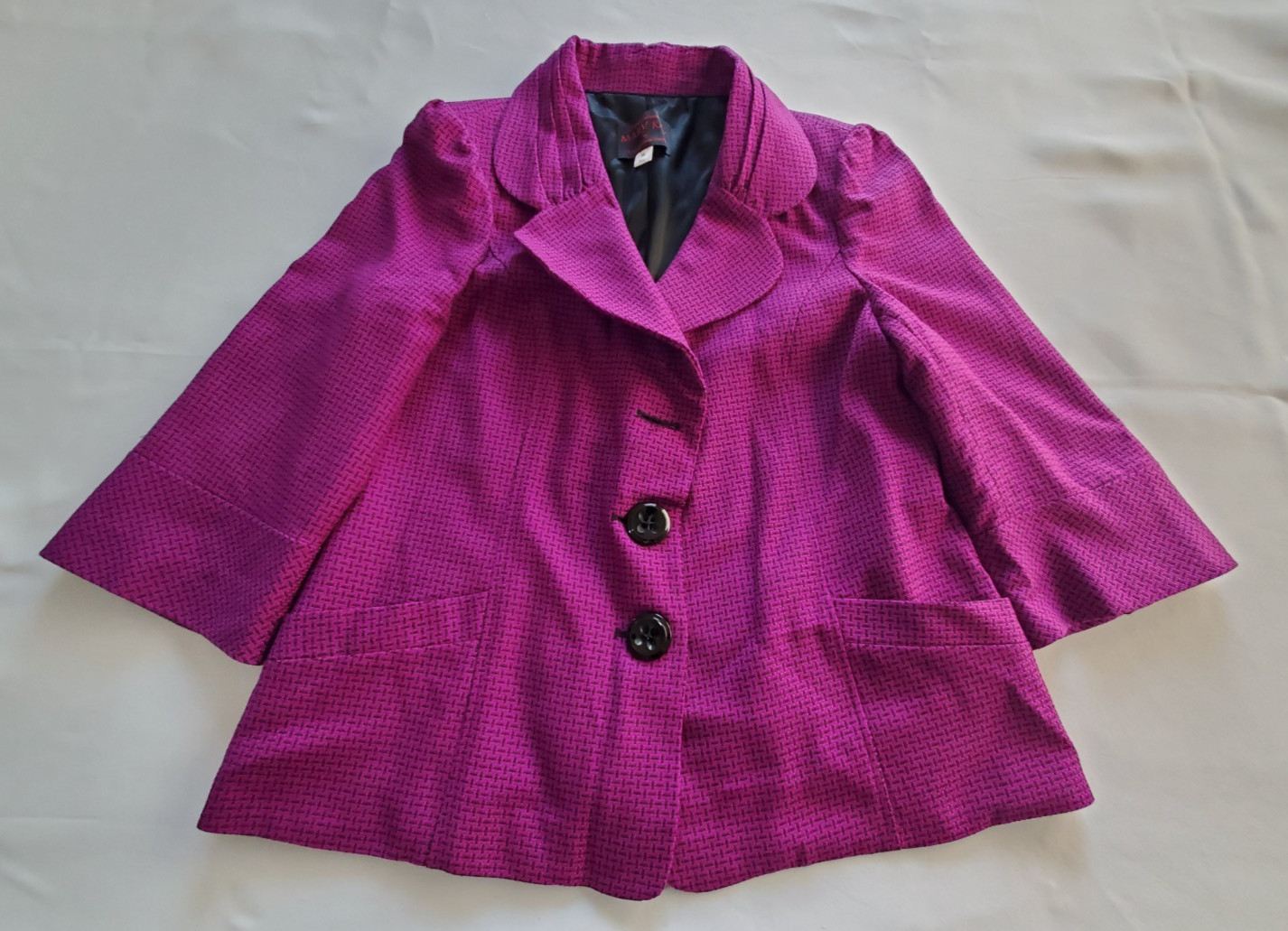 Mary Kay by Lion Uniform Group Purple Black Tweed Wool Blend Blazer 16 Reg *