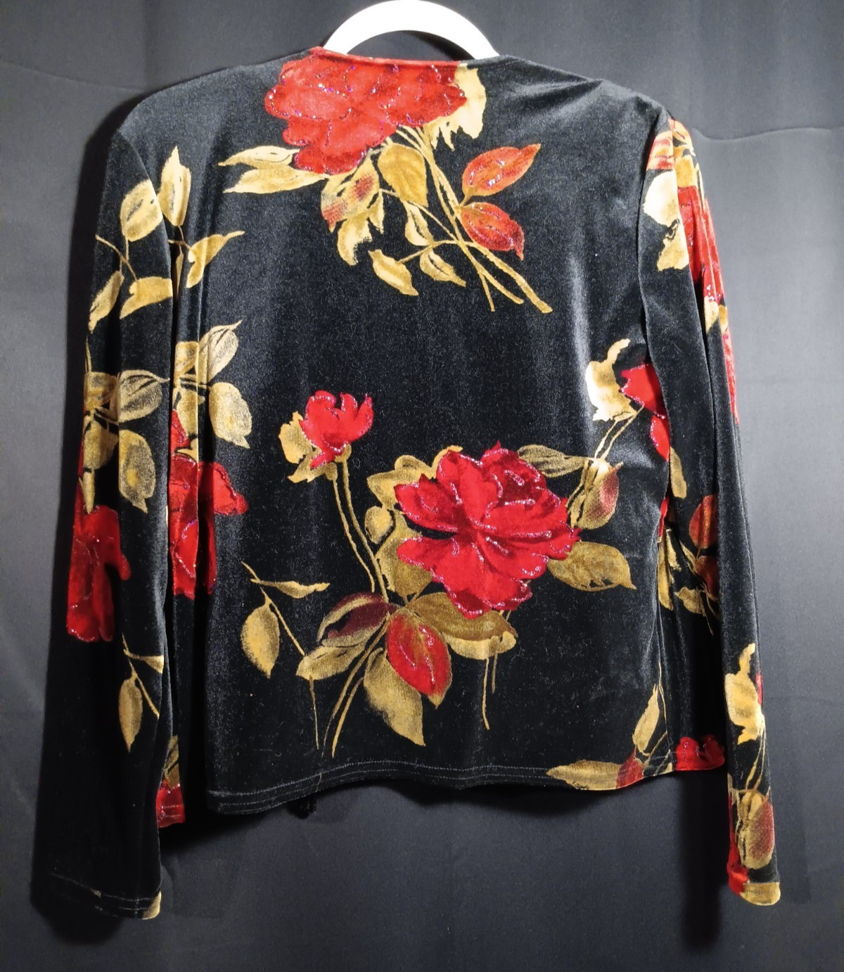 Jeffery & Dara Evenings VTG Floral Velvet Vest Open Front Jacket Cardigan 8 USA