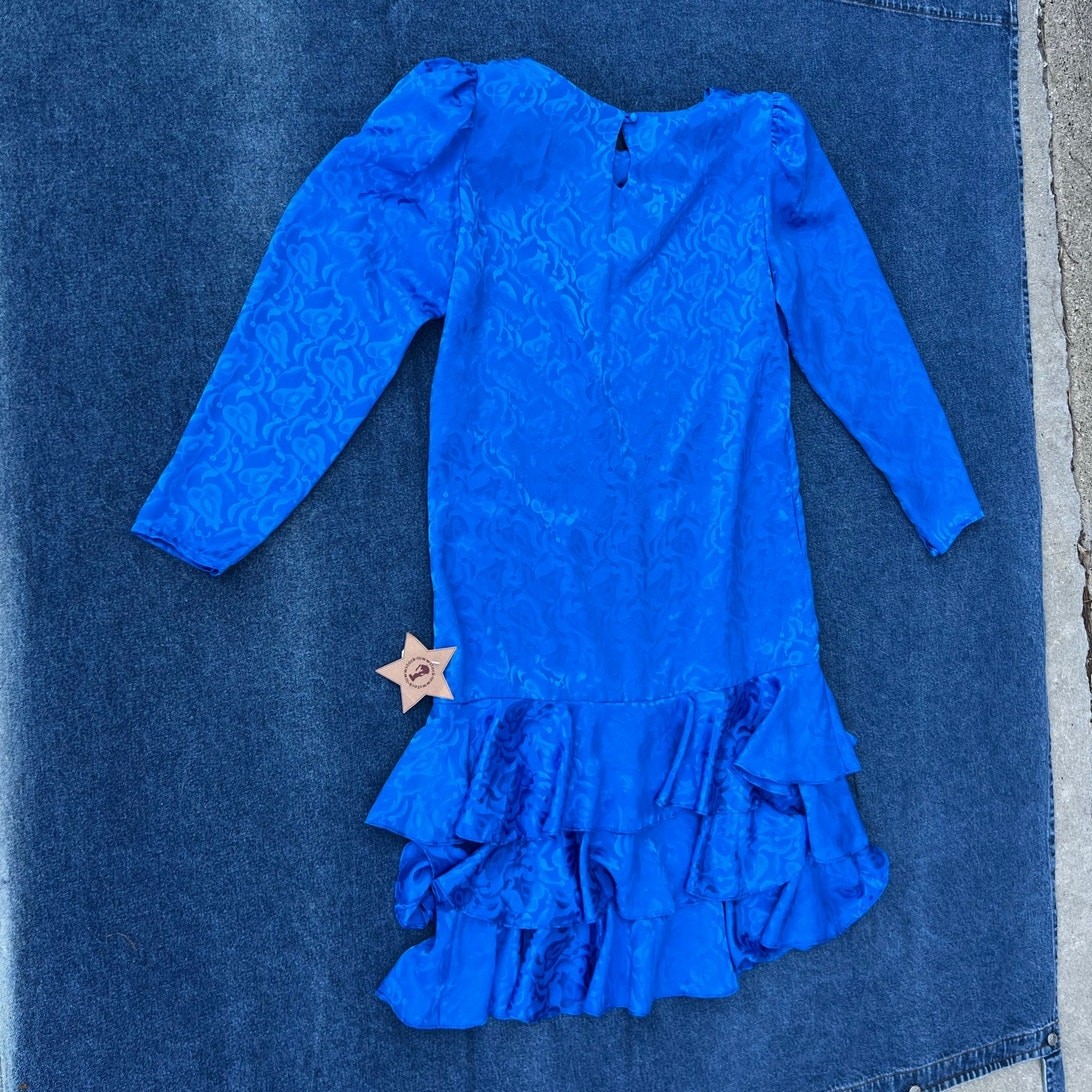 80s Alison Peters drop waist ruffled dress
