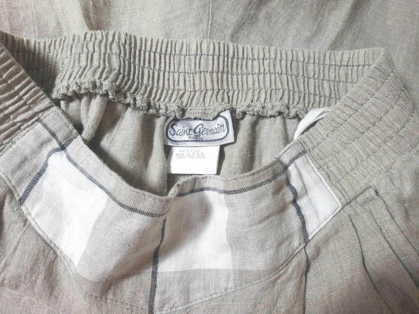 Vintage 80s Saint Germain Paris 100% Linen Waist Panel Dress Pants New Wave M