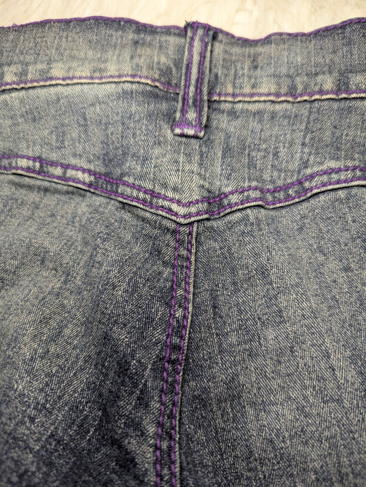 VANILLA STAR Purple STITCHED Low Rise Blue Jeans COOL DENIM Junior’s 5 ALTERED