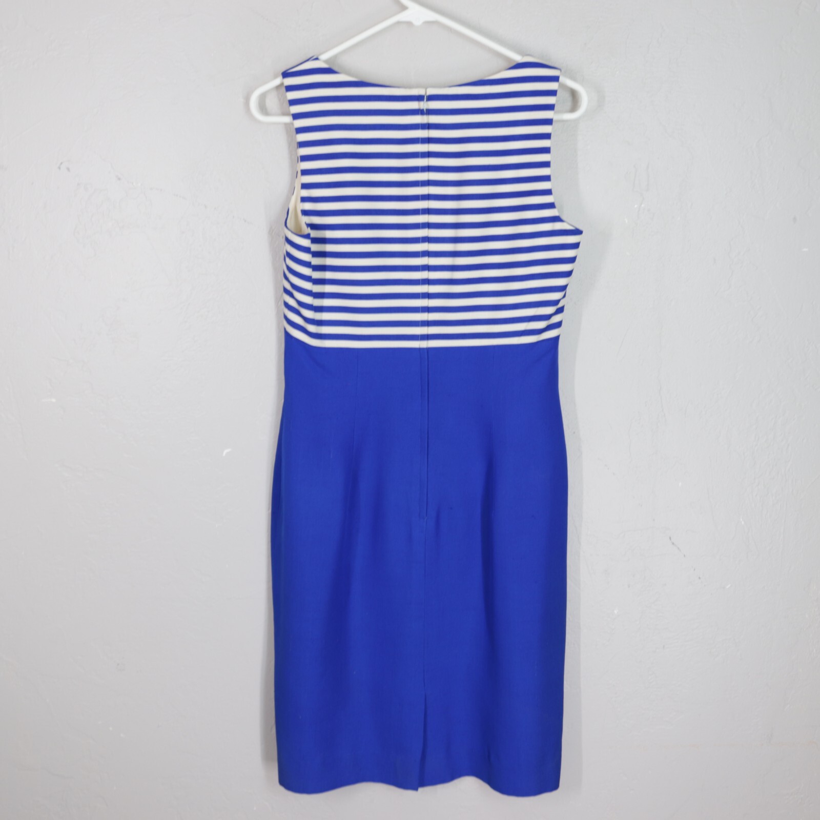 Vtg 80s Constance Saunders Dress 10 Blue White Silk Bolero Jacket Sheath Lined