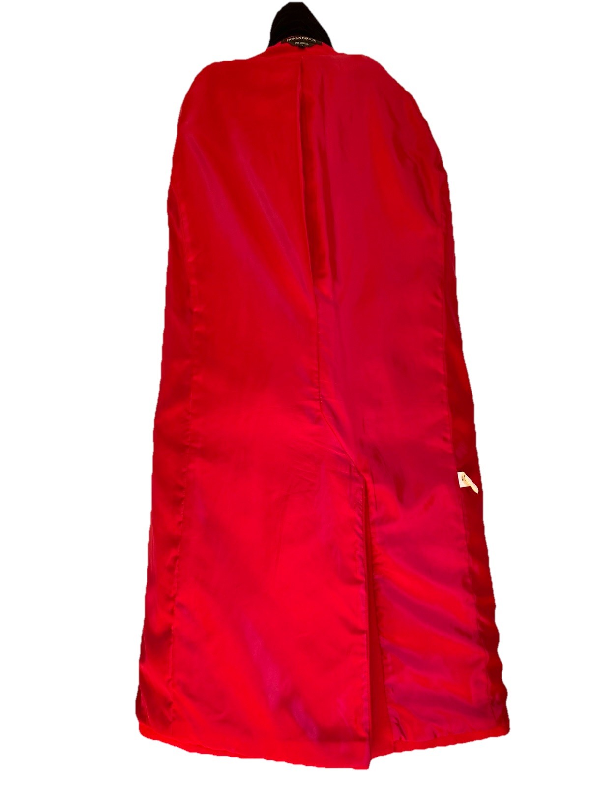 Vintage Equestrian RED WOOL LONG COAT Black Velvet Donnybrook Trench Winter 80s