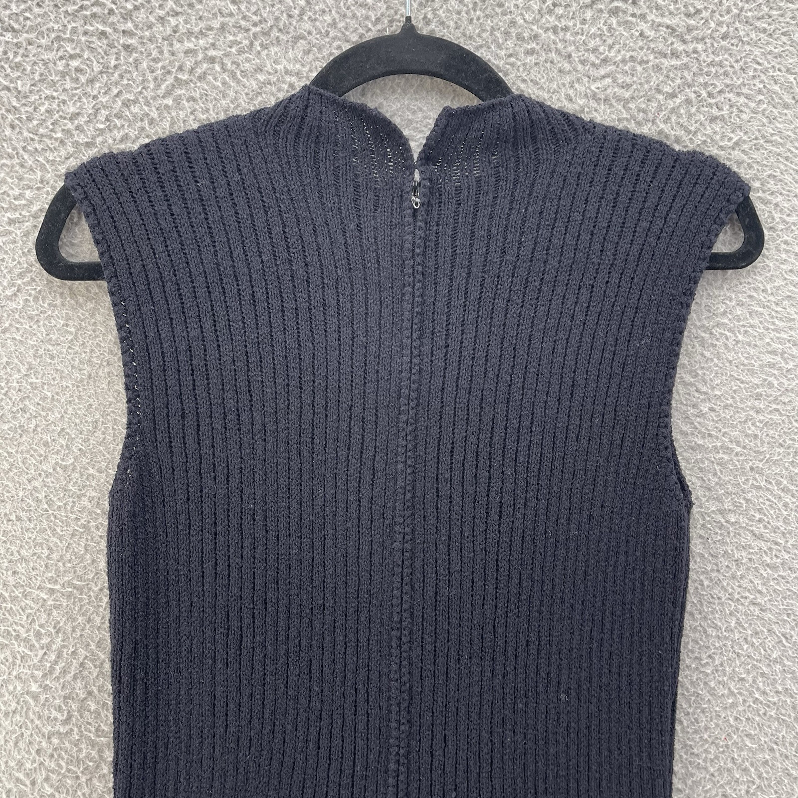 Vintage St John Knits Santana Dress Women Small Navy Midi 70s Preppy Academia