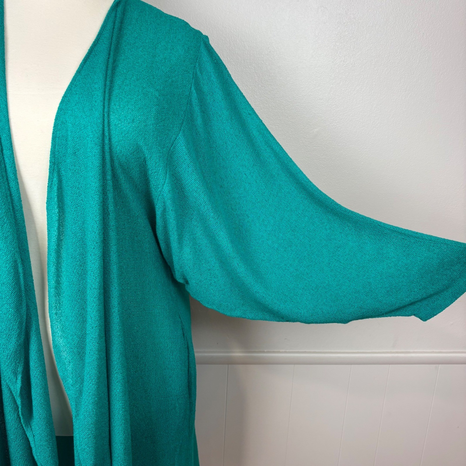 Spencer Alexis Vintage Kimono Inspired Topper Duster Teal Size 16 Dramatic 80s