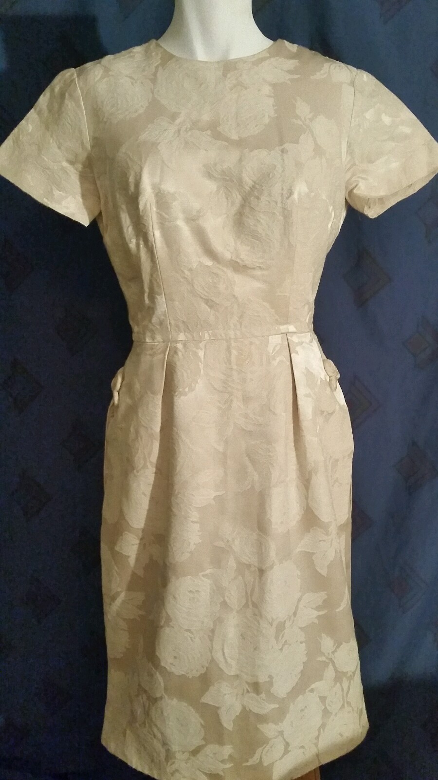 CAROL CRAIG Vintage 60’s Ivory Jaquard Special Occassion Fitted Dress Sz 10