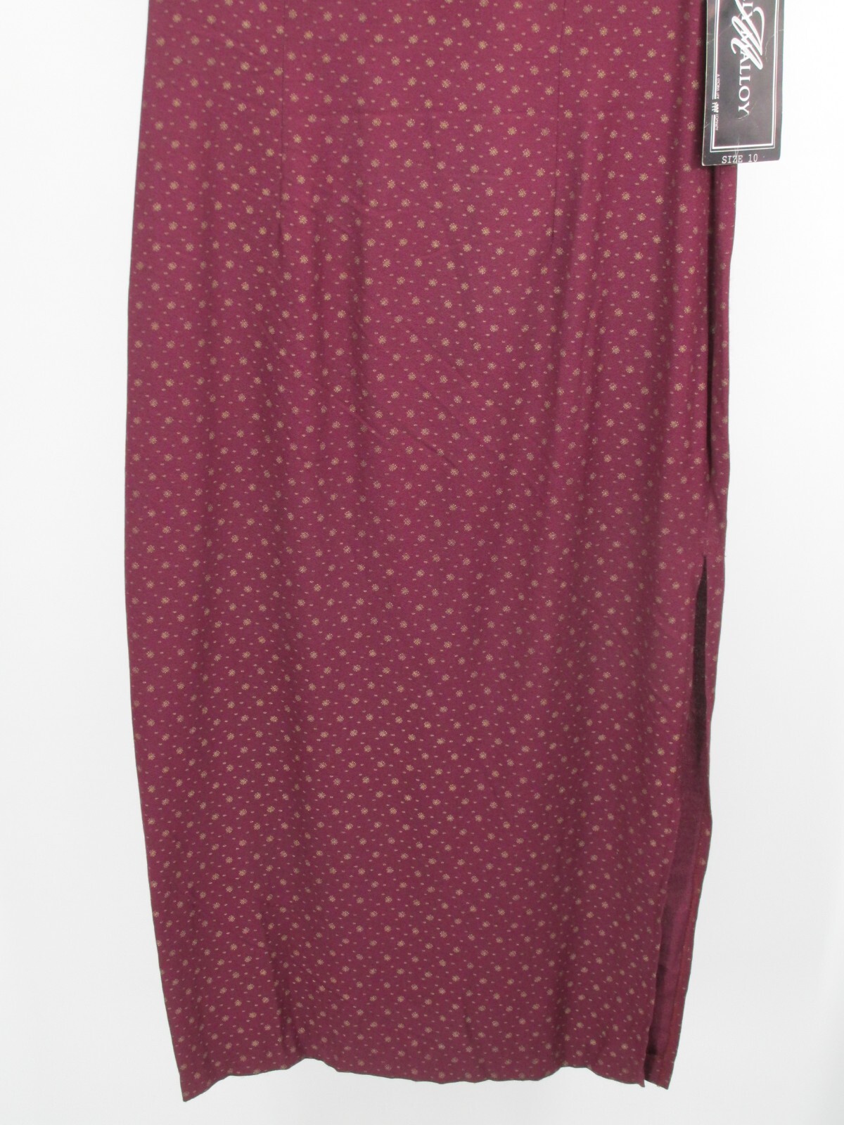 NWT Vintage MOLLY MALLOY Midi Pencil Dress Women Size 10 Burgundy Asian Inspired