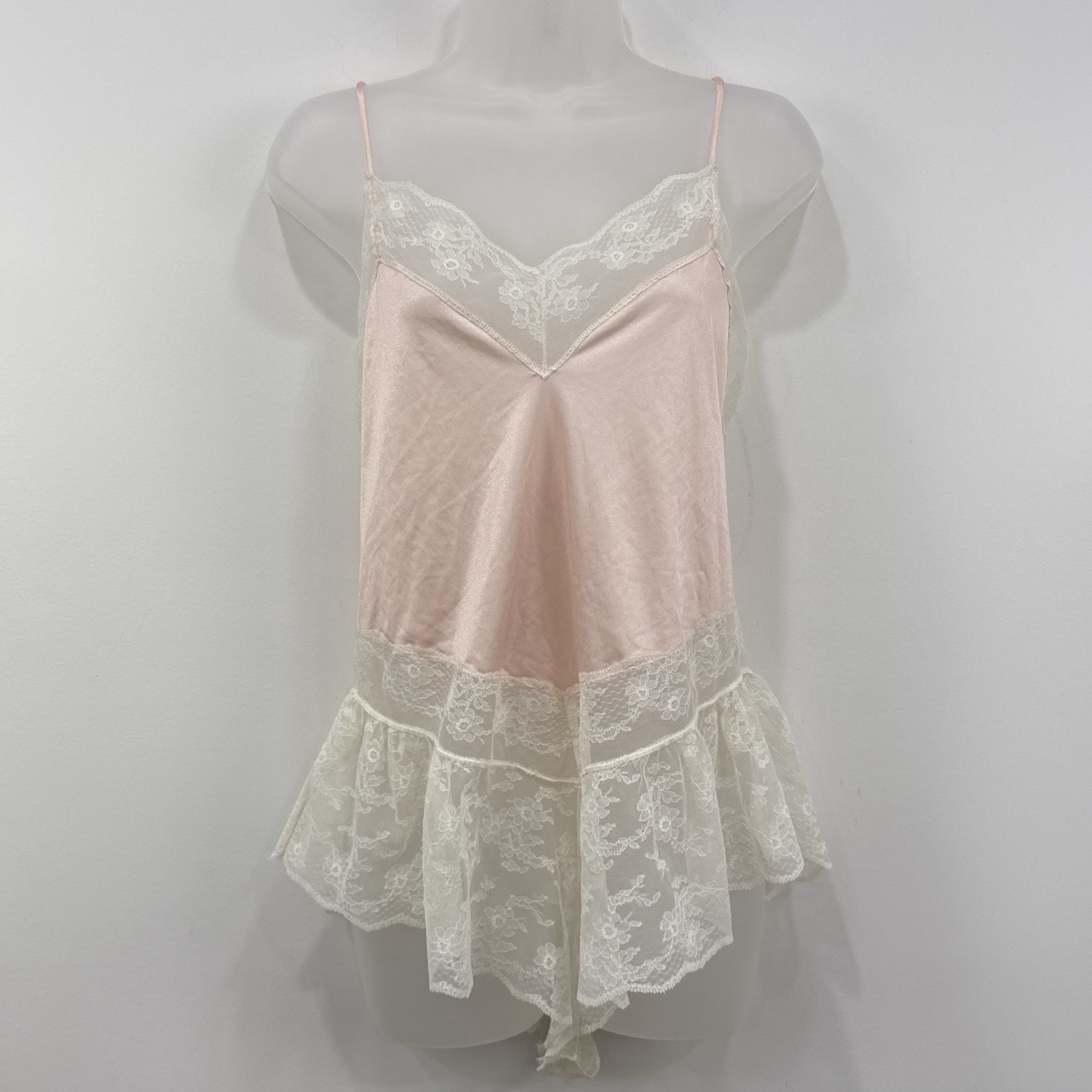 VTG Gilead Bodysuit M Pink Lace M Fairy Dainty Balletcore Victorian Coquette USA