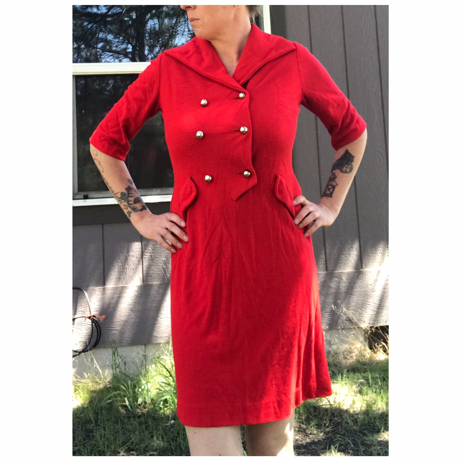 VTG 60s Cay Artley Red Midi/Mini Day Dress, Medium