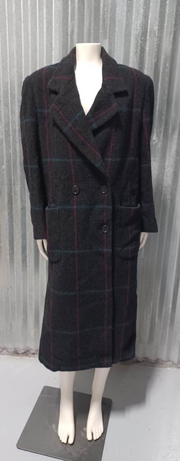 Vintage 1980s Mackintosh New England Plaid Wool Ladies Trench Style Lined Coat
