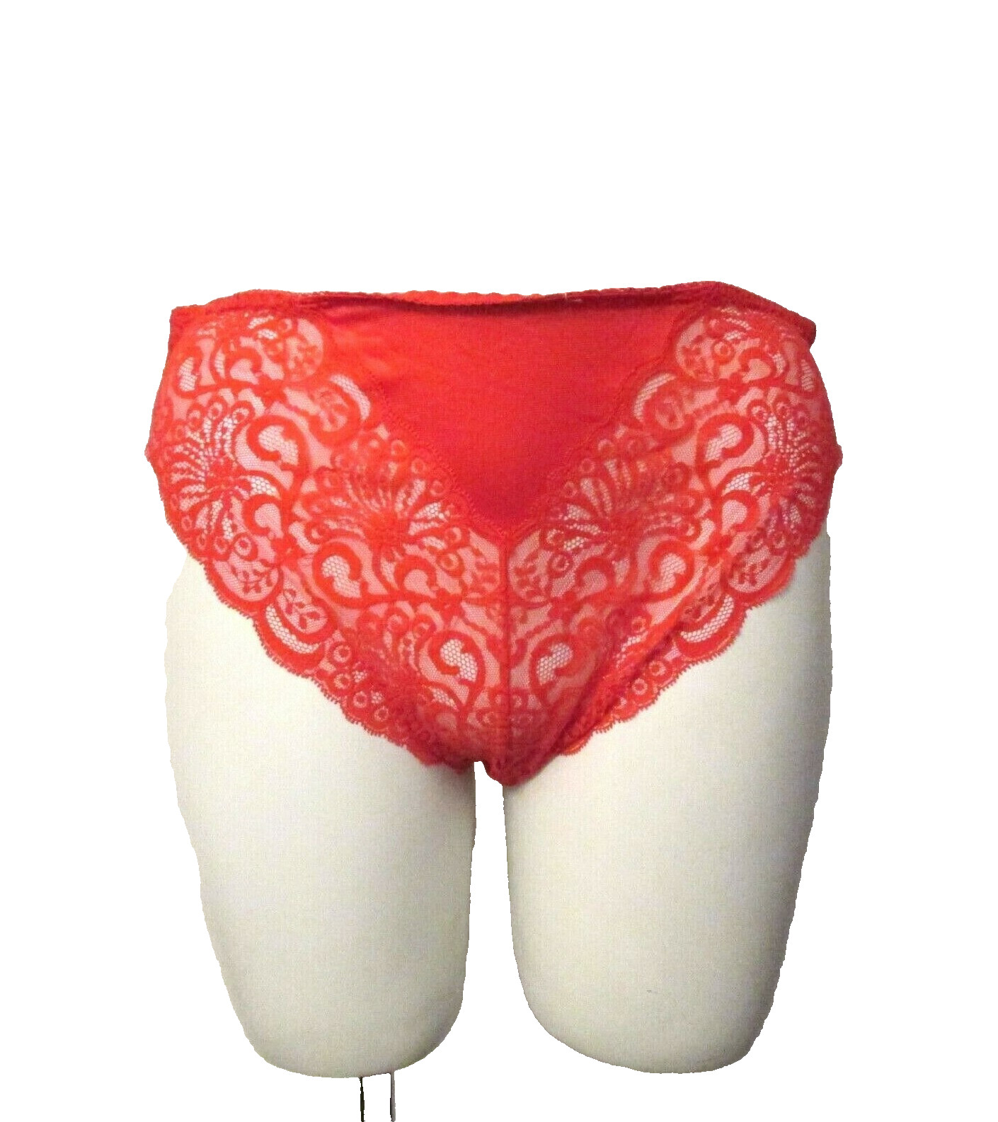 Body Lites J.C. Penney Red Nylon Lace Hi Cut Leg Brief Bikini Panties L USA made
