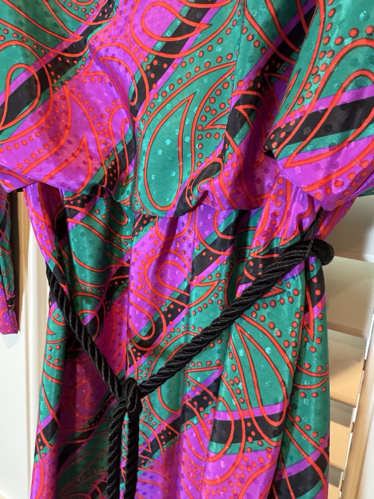 Toni Todd Dress Vintage Union Made Women’s Size 12 Tassel Belt Long Sleeve