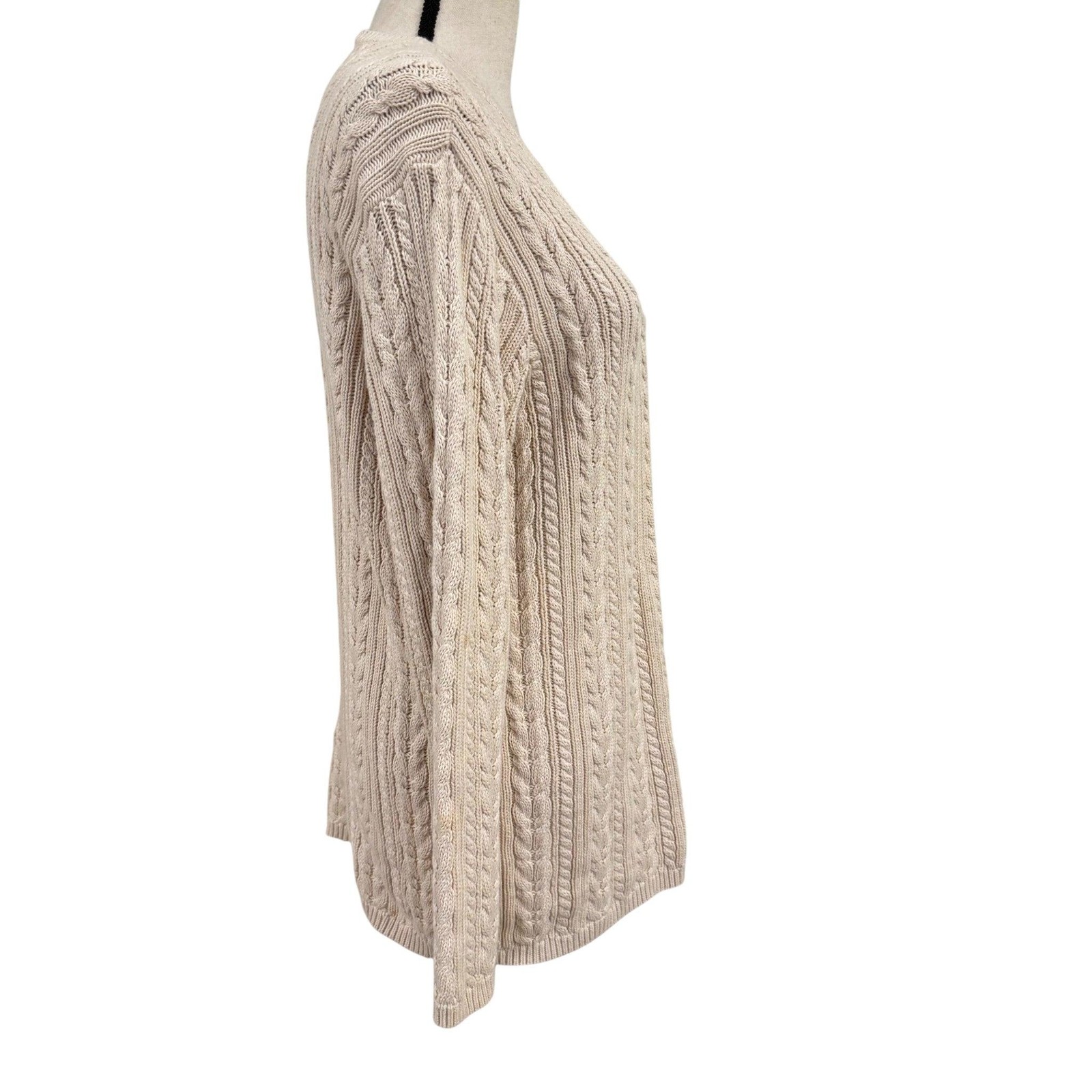 Vintage 90s Talbots Cotton Cable Knit Cardigan Size Small