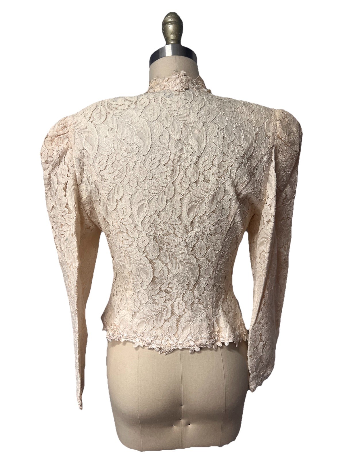 Vintage 80s Cachet by Bari Protas Ivory Fitted Lace Jacket w/ Pearls Size 9/10