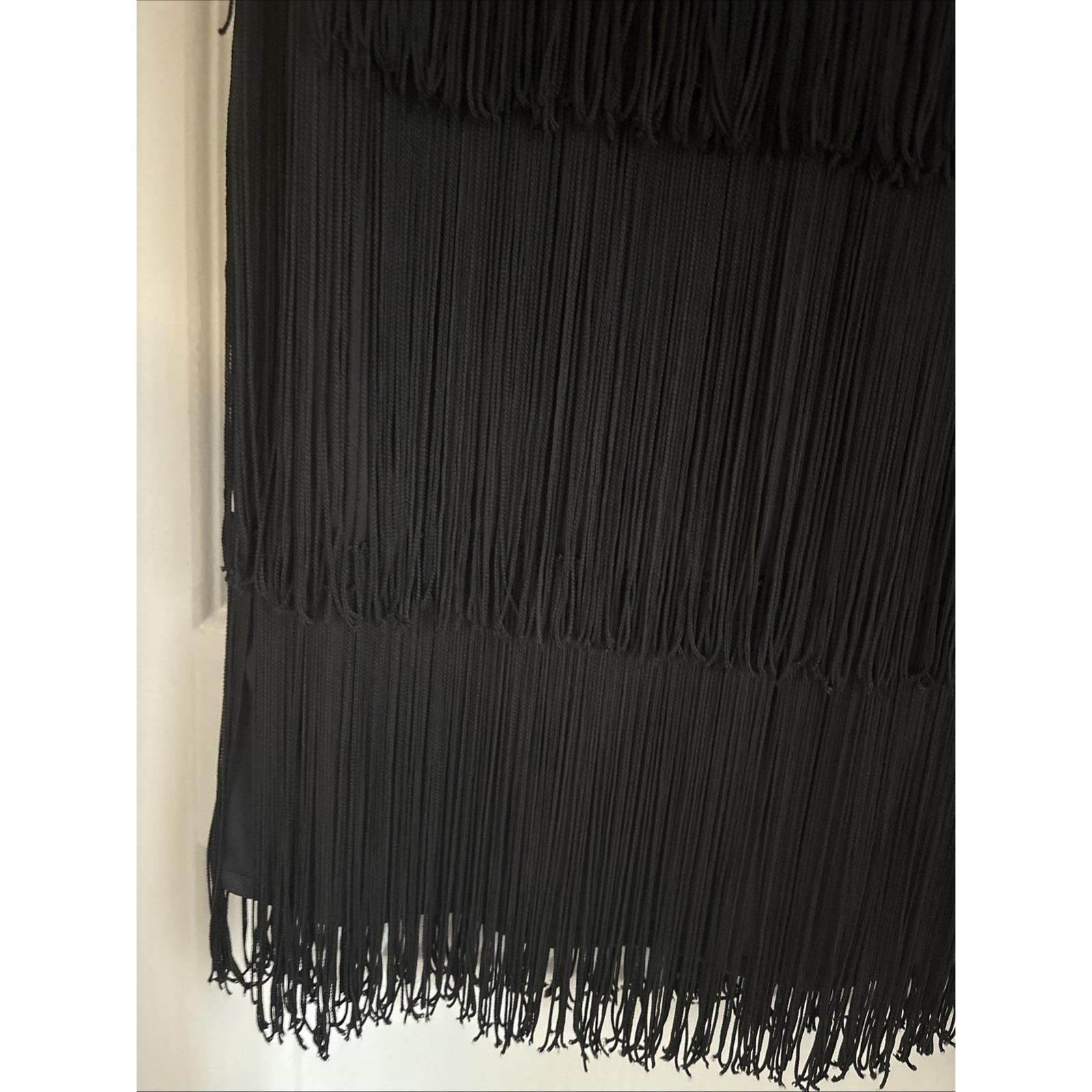 Vintage Womens Shuet Young HW Collections Black Fringe Dress Flapper Halloween 6