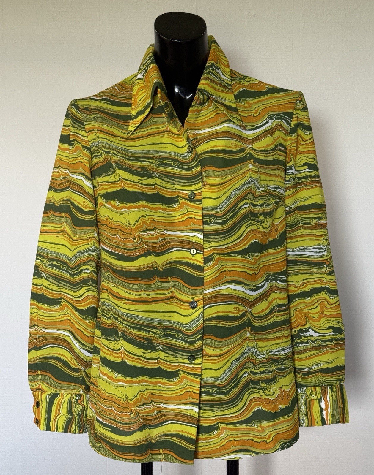 4 Vintage 1970s Alex Colman Act III Button Front Blouses Shirts Small/Medium