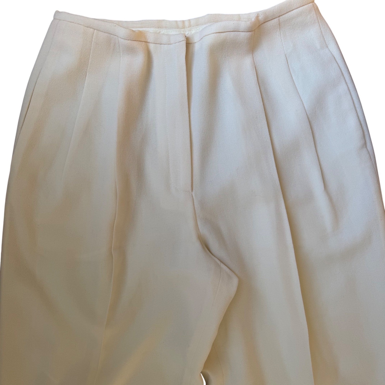 Valerie Stevens Wool Trousers Womens 8 Cream Pleated High Rise Straight Vintage