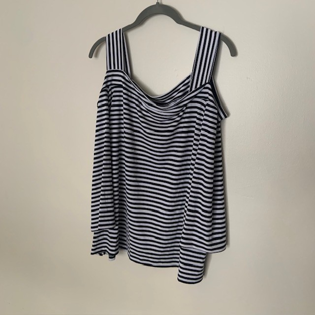 Chico’s Coastal Preppy Stripe Top XL Nautical Yacht Club Hamptons Chic NWT