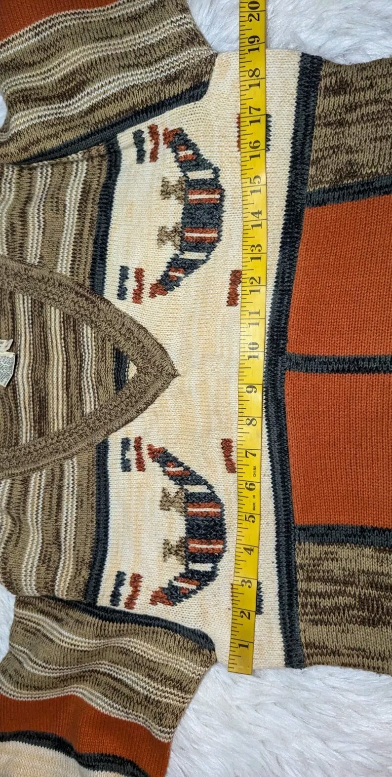 VTG J.L. HUDSON’S Knit Sweater Orange Brown RETRO Hippie Groovy Womens Large EUC