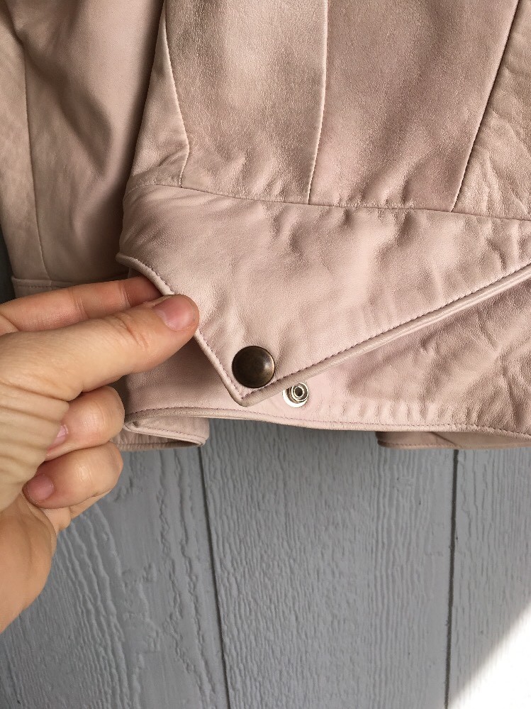 Vtg 80s REAL LEATHER Liz Roberts Natural Comfort Cropped Batwing Jacket Coat L