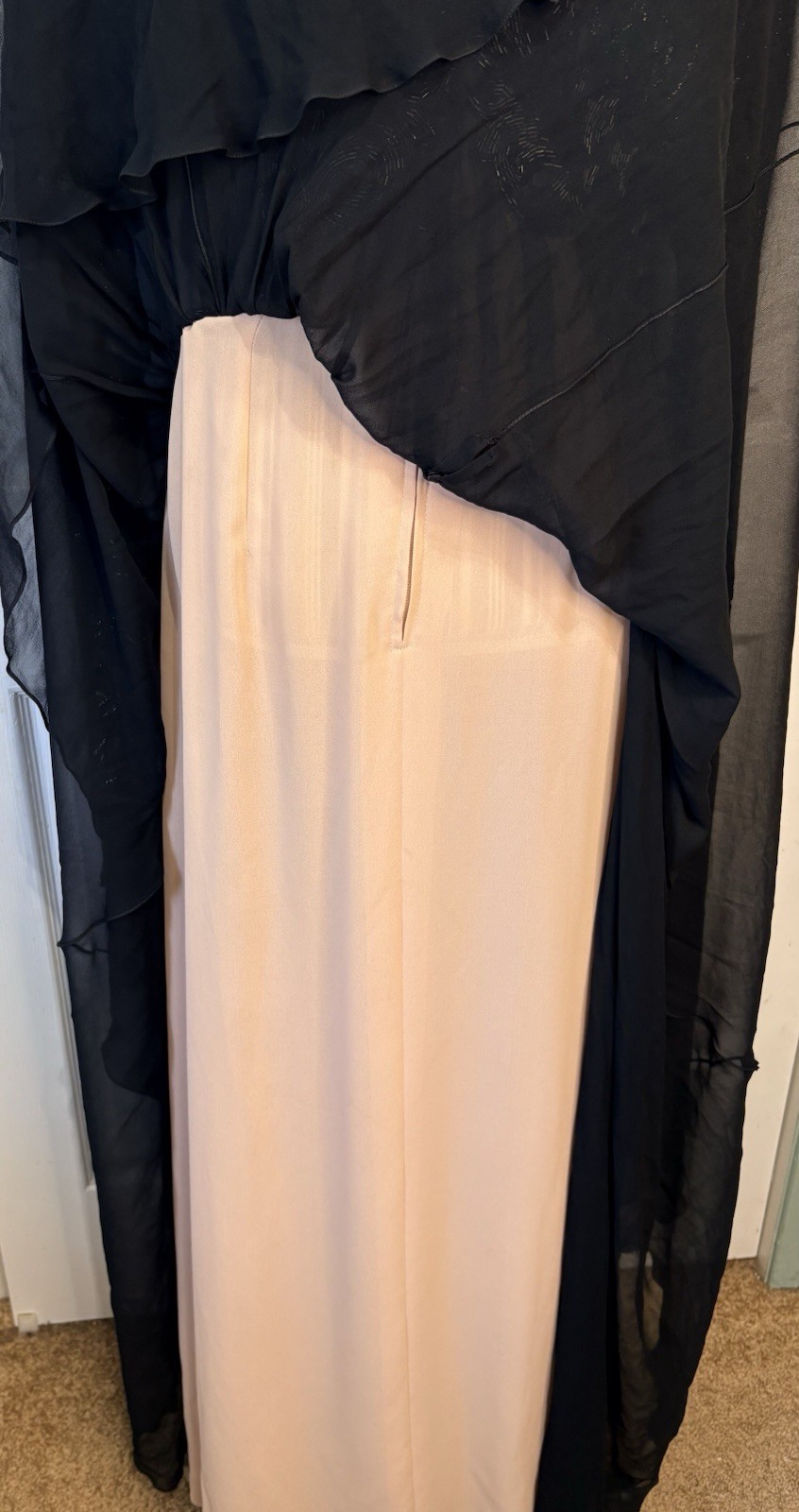 80s NOLAN MILLER Dynasty Black Velvet Burnout 100% Silk Art Deco Gown Size 12/14