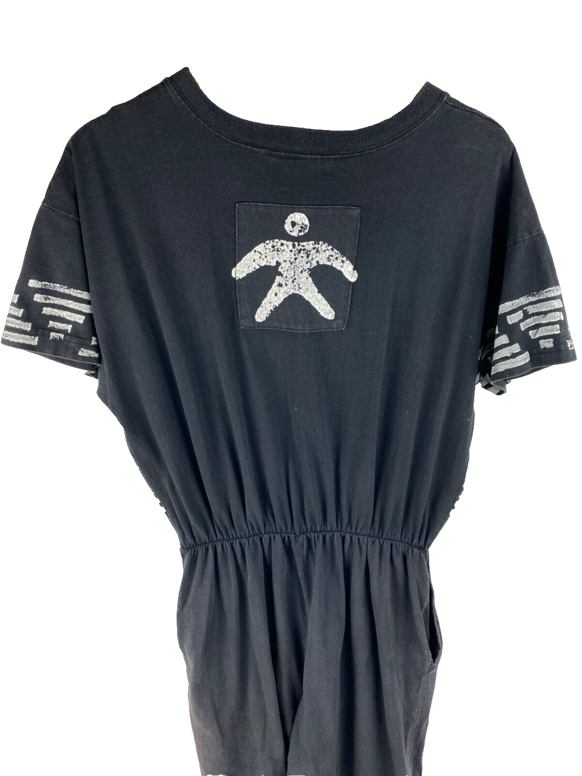80s Vtg Inventions L.A. Express Printed Jumpsuit Black Art to Wear Abstract