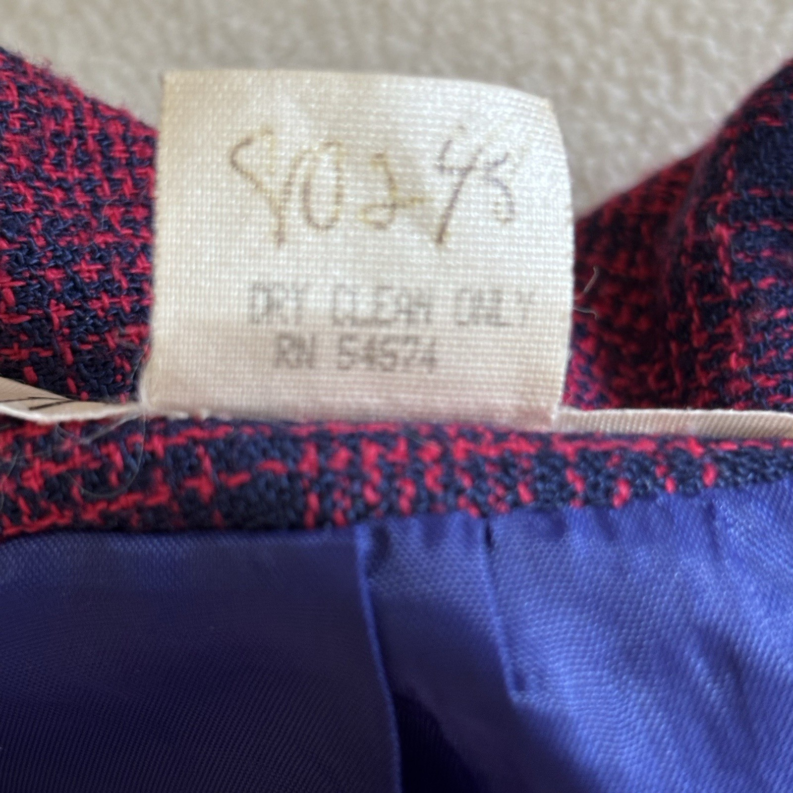 Vintage 80’s Jacket Blazer Sz 8 Double Breasted Plaid Purple Blue Retro Colorful