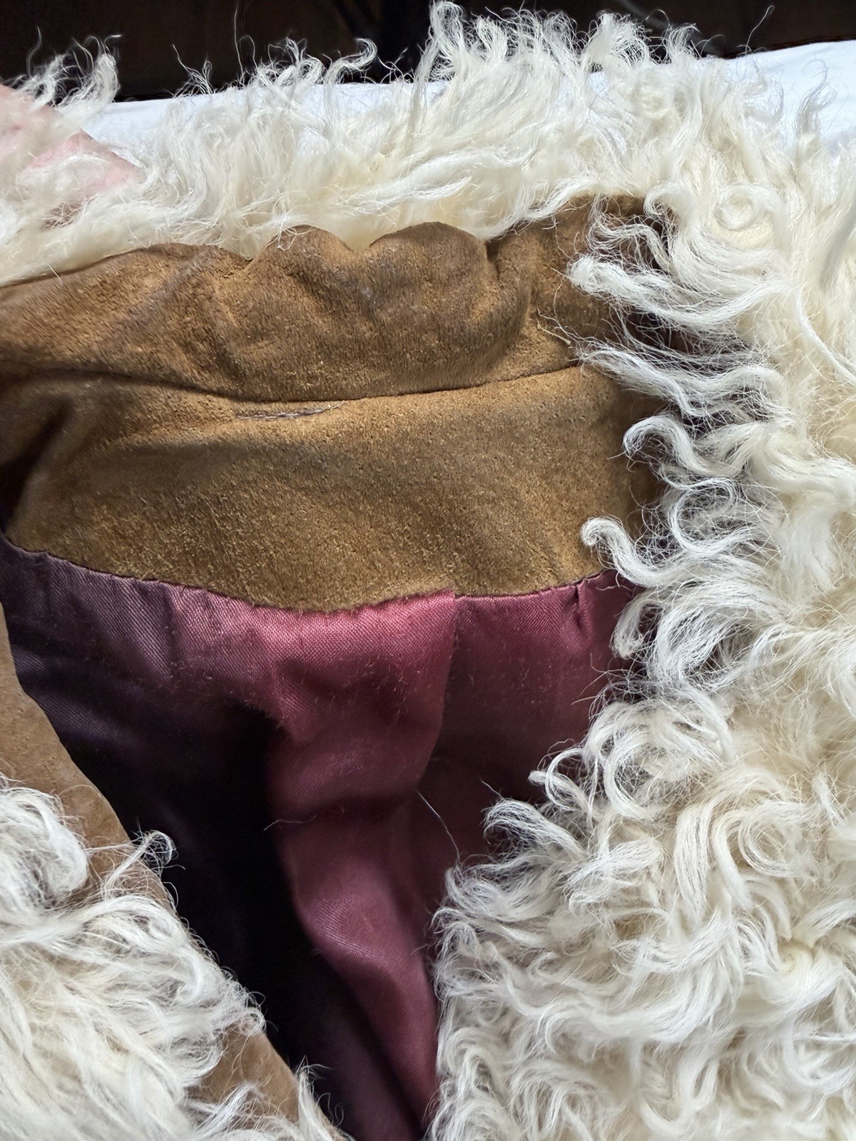 Vintage Rare Jeno de Paris Mid-length Trench Suede Coat -Tibetan Lamb Fur