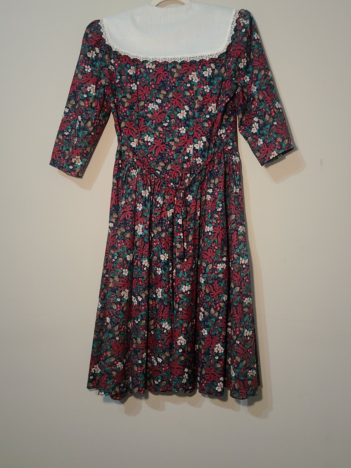 Women’s Size 10 Vintage Lisa Petites Holiday Vibe With White Lace Collar Dress