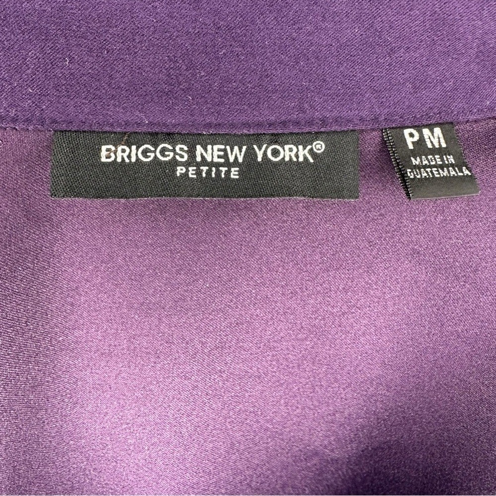 Briggs New York Womens Purple Jacket Size Petite M Career Casual Collared Open