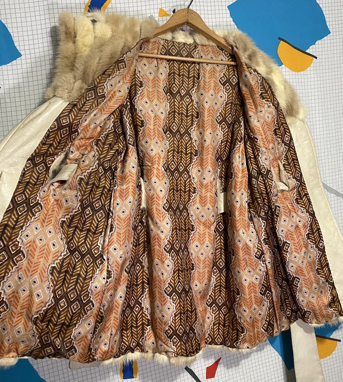 Vintage 70s Fur Patchwork Leather Jacket Coat Fox Mink Mosaic Hippie Mobwife 60s