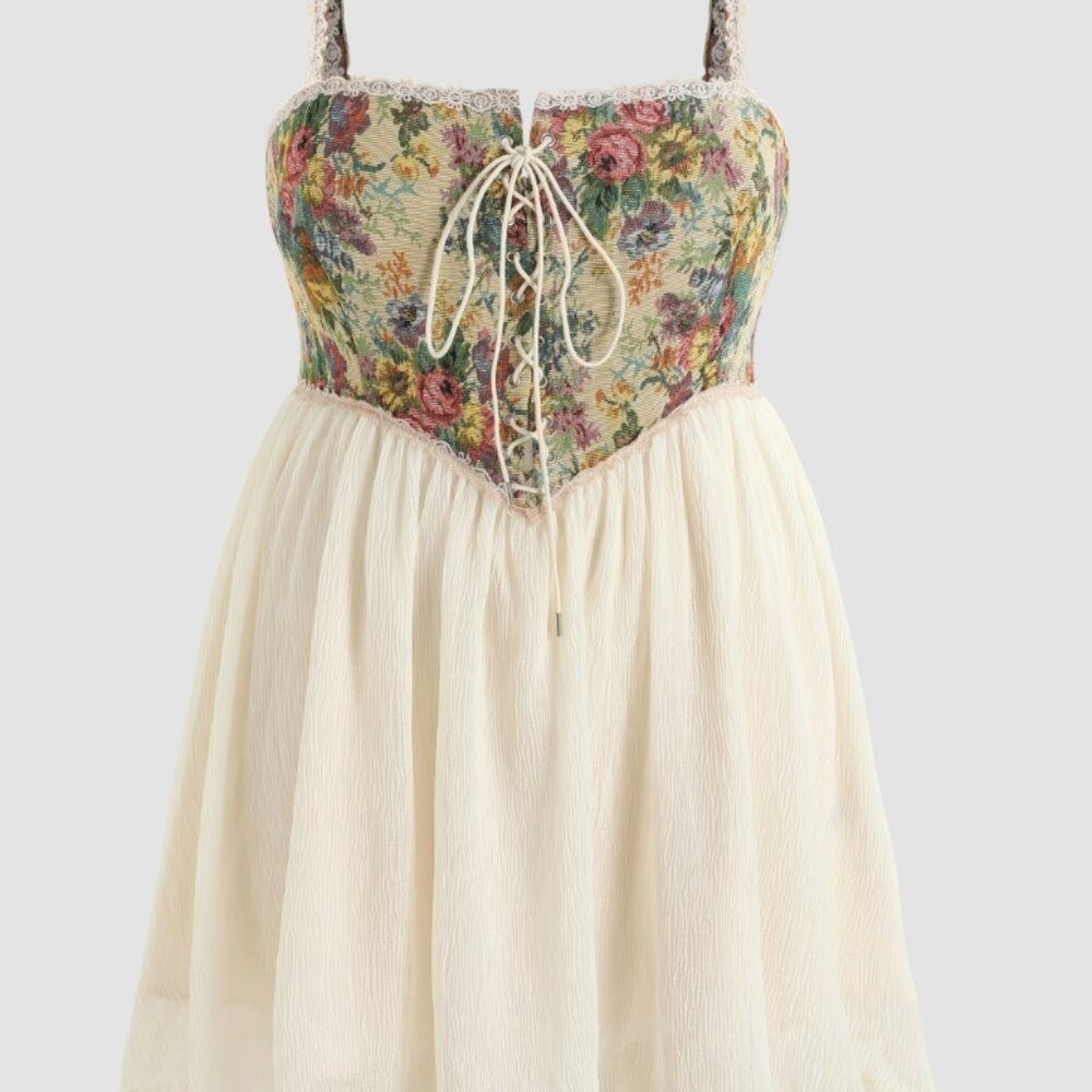 Garden Corset Mini Dress S Cottagecore Fairy Romanticcore