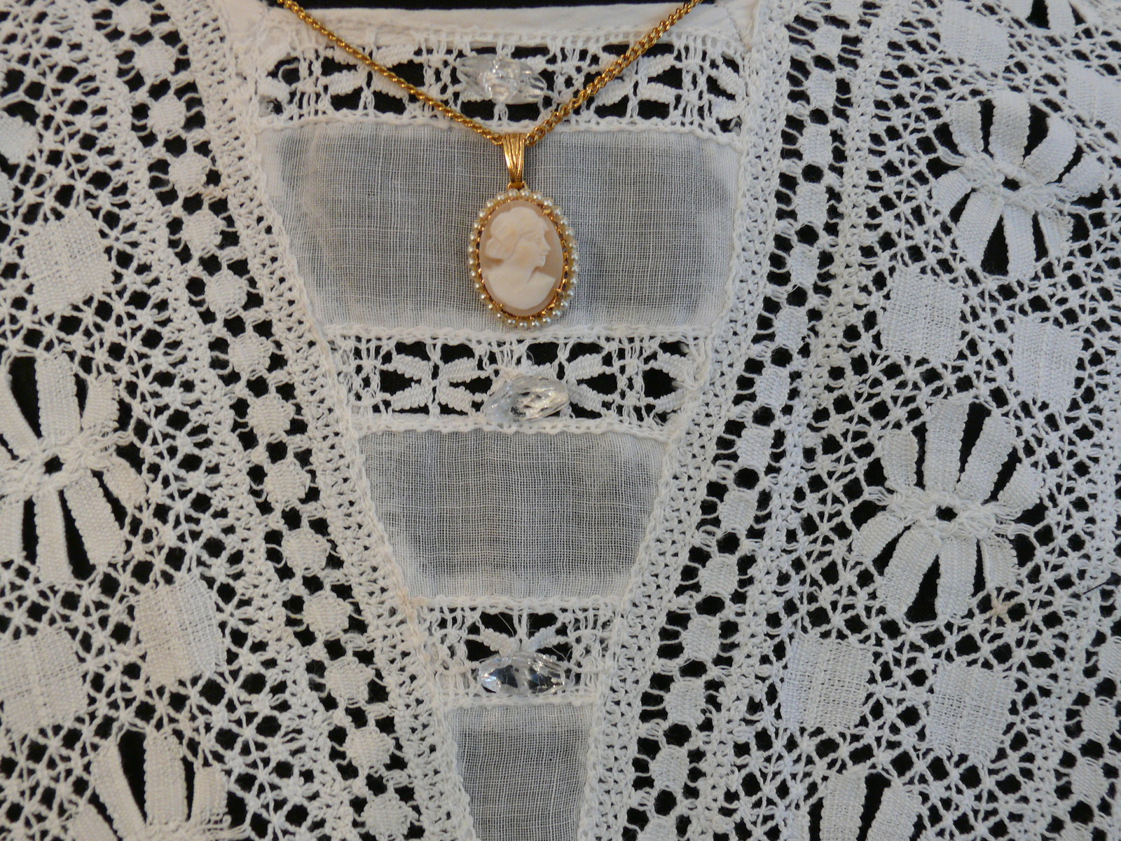 1910-15 Gibson Girl White Long Cool Cotton Lawn Dress w. Lace Grad / Wedding M