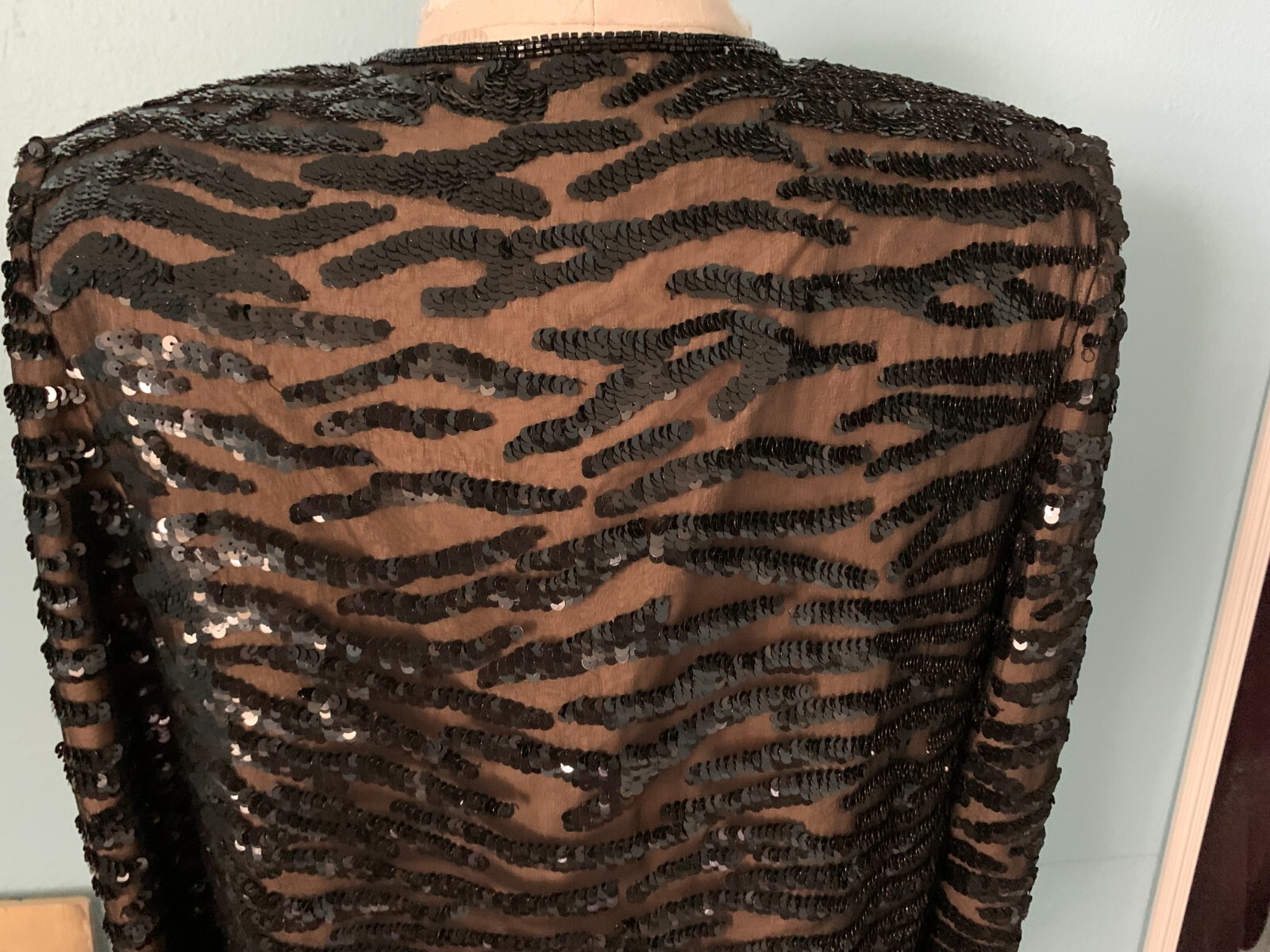 VTG ANDRETTA DONATELLO Jacket Black Sequin Gold Lined Long Sleeve Women’s Top XS