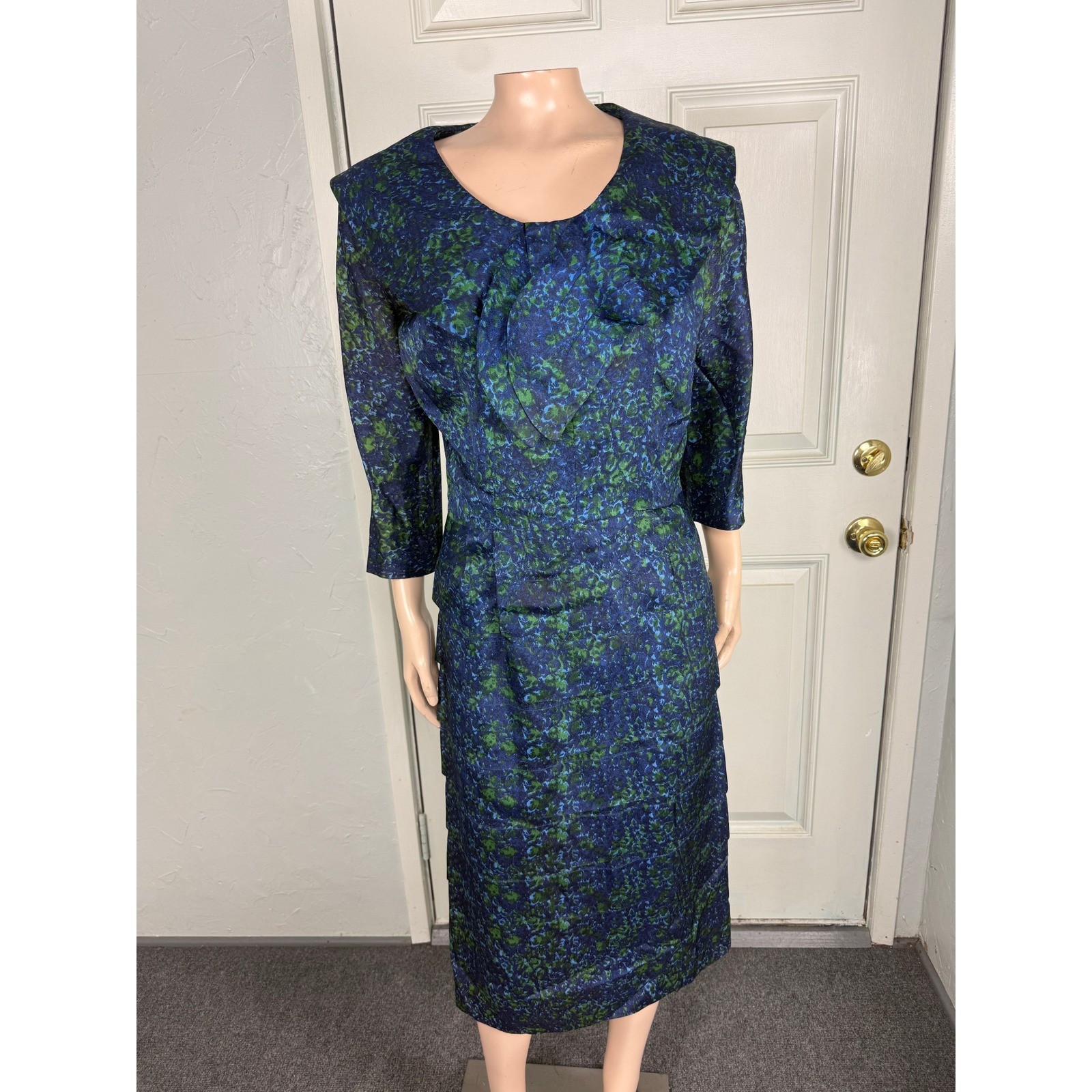 Vintage 50s Forever Young Puritan Dress Formal Party Floral Acetate Bow LL10