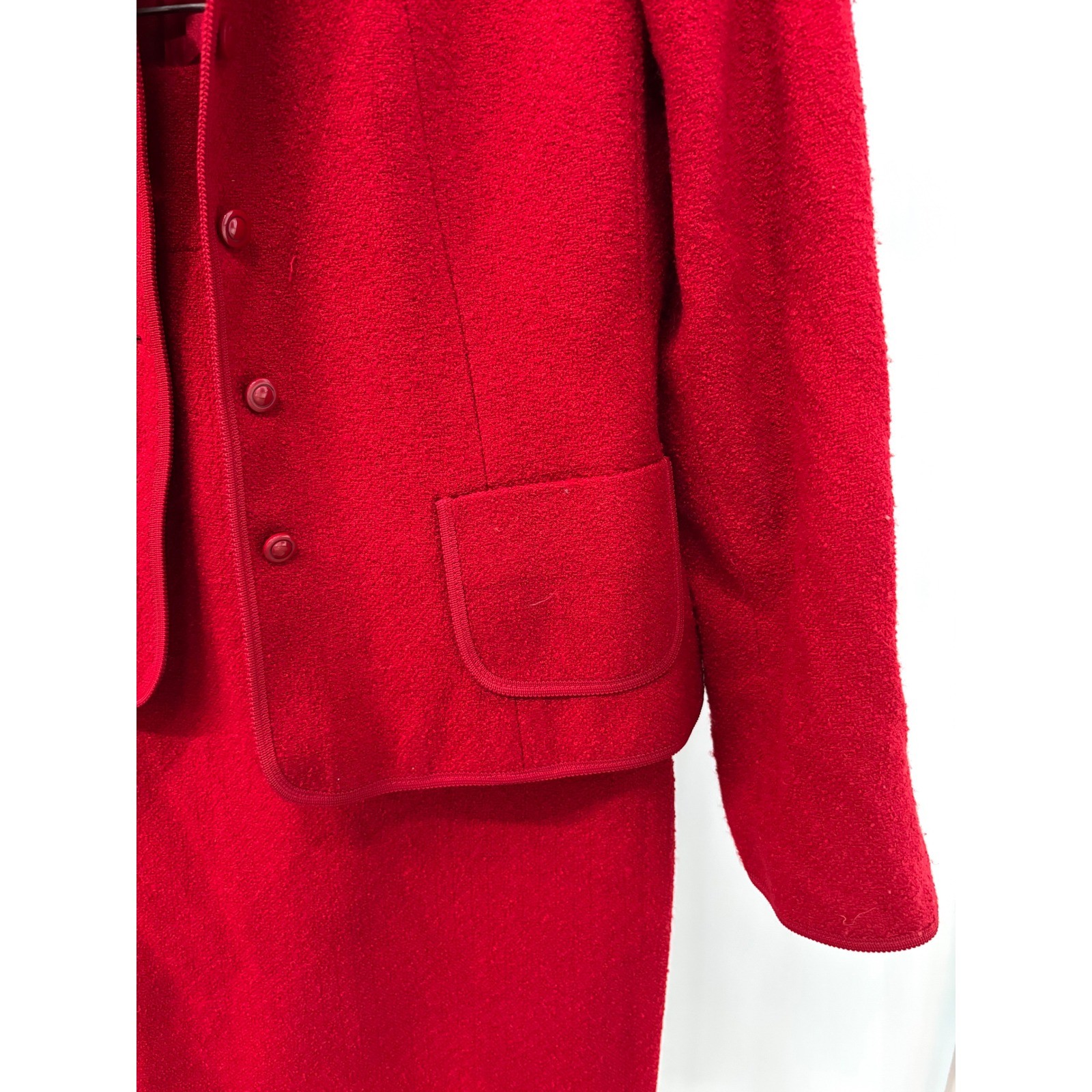 Talbots Vintage Red Wool Blend Skirt Suit Blazer Pencil Skirt Set Size 8