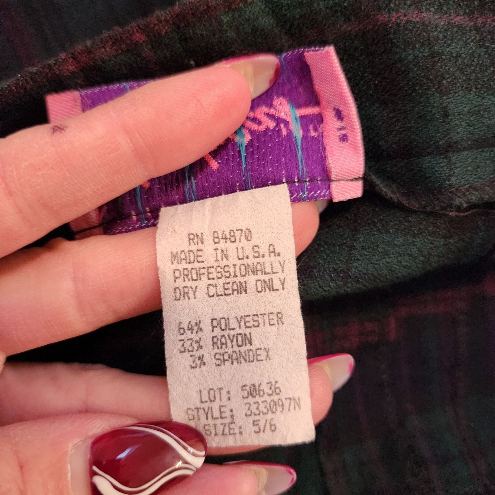 VTG High Waisted Green Plaid Stirrup Pants Made in USA Academia 2-4 (VTG 5/6)