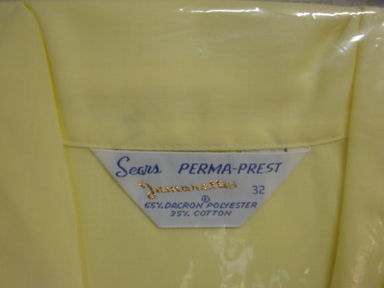 Vtg NOS Sears Pajamas Womens 32 Yellow Jamarette Short Sleeve Long Pants No Iron