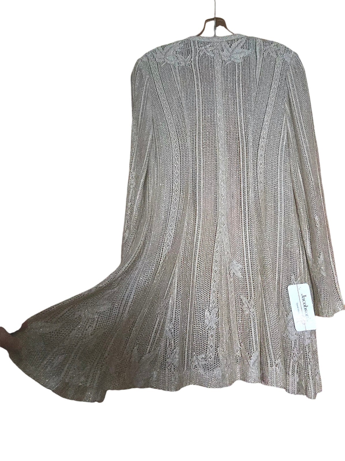 New Vintage Damianou Golden Knit 3 PC Set Skirt Jacket Top S Deco Look