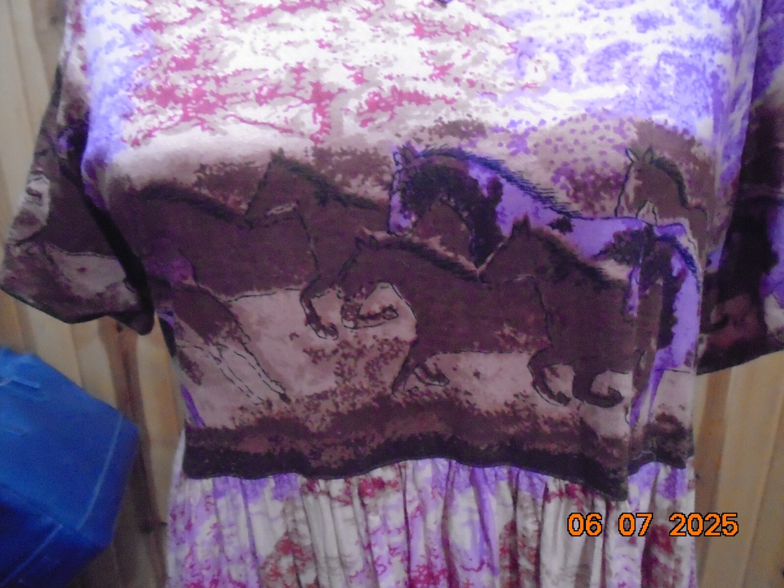 ONLY NECESSITES vintage dress with RUNNING HORSE detail 100% cotton size L LK NU