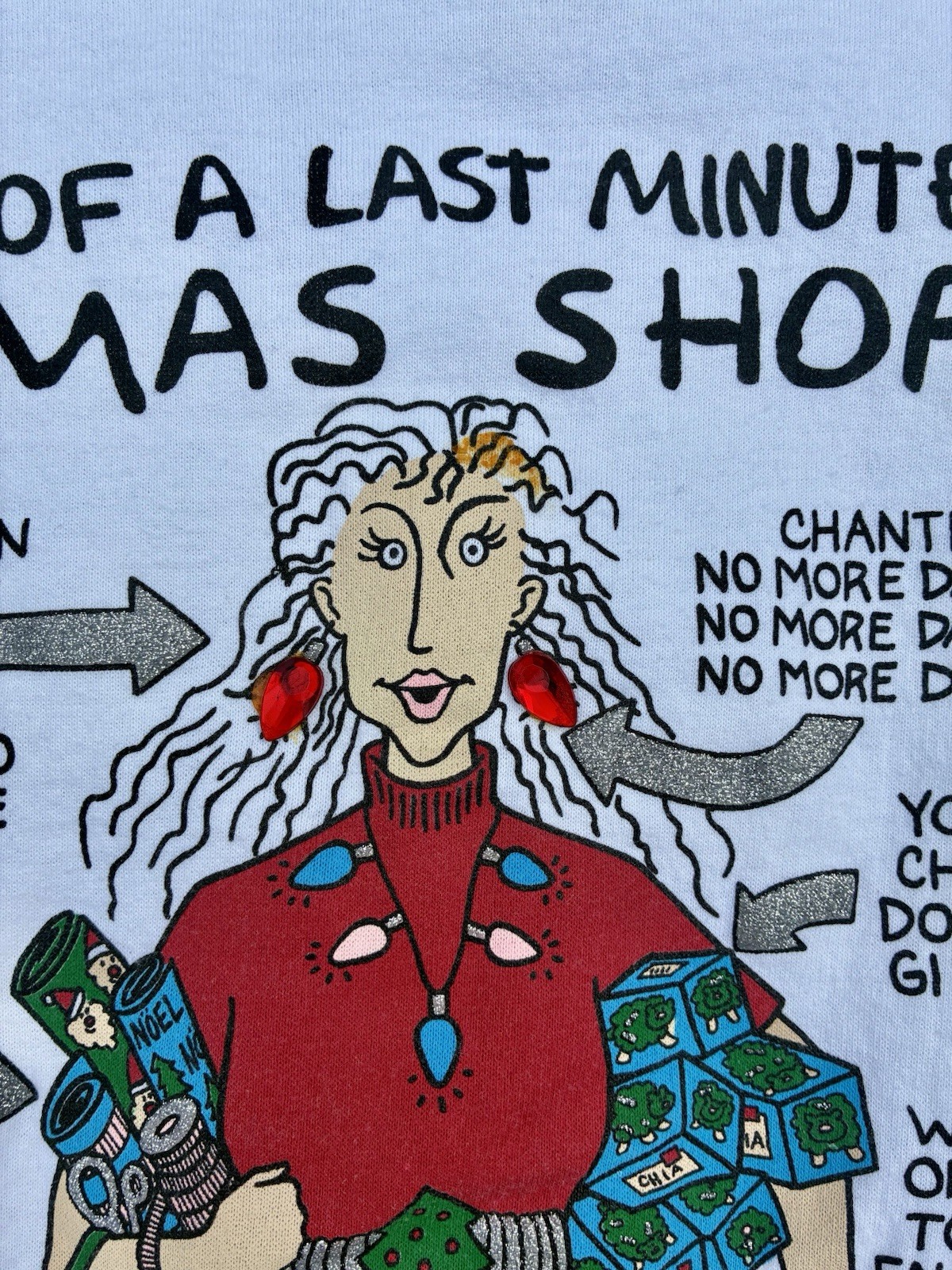 Vintage 90s Christmas Sweatshirt “Last Minute Shopper” USA Made Womens Size L/XL