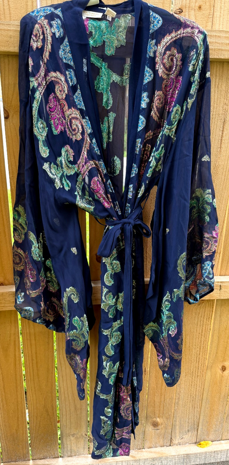 Victoria’s Secret Robe Sheer Colorful Metallic Glamorous Elegant Stunning Vtg!
