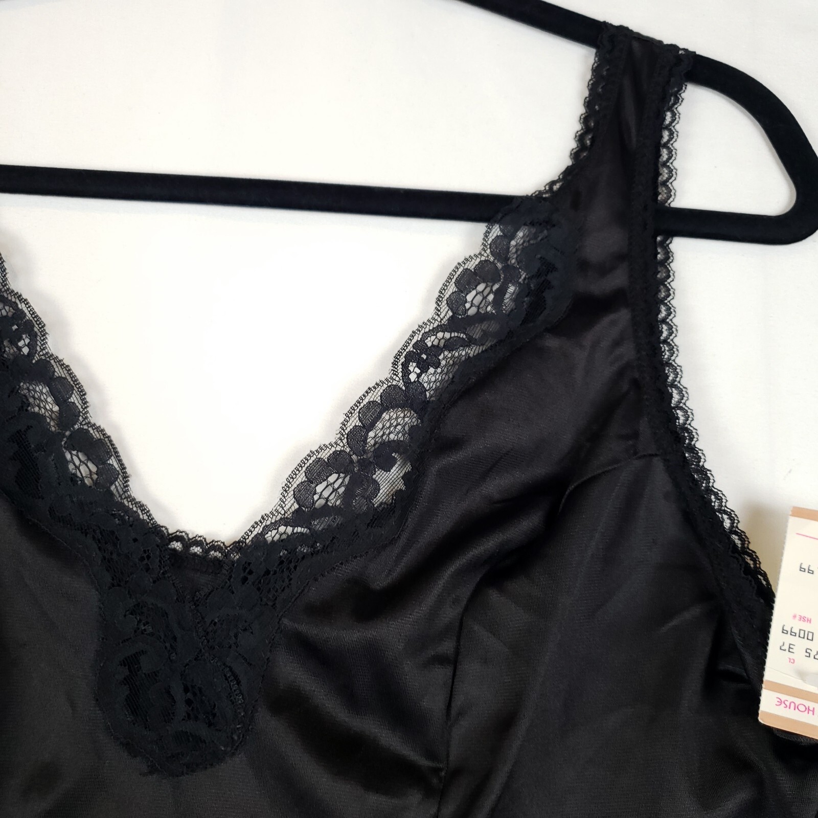 Vintage Greenco Maid Camisole Womens Medium 6 All Nylon Black Lace Trim NWT