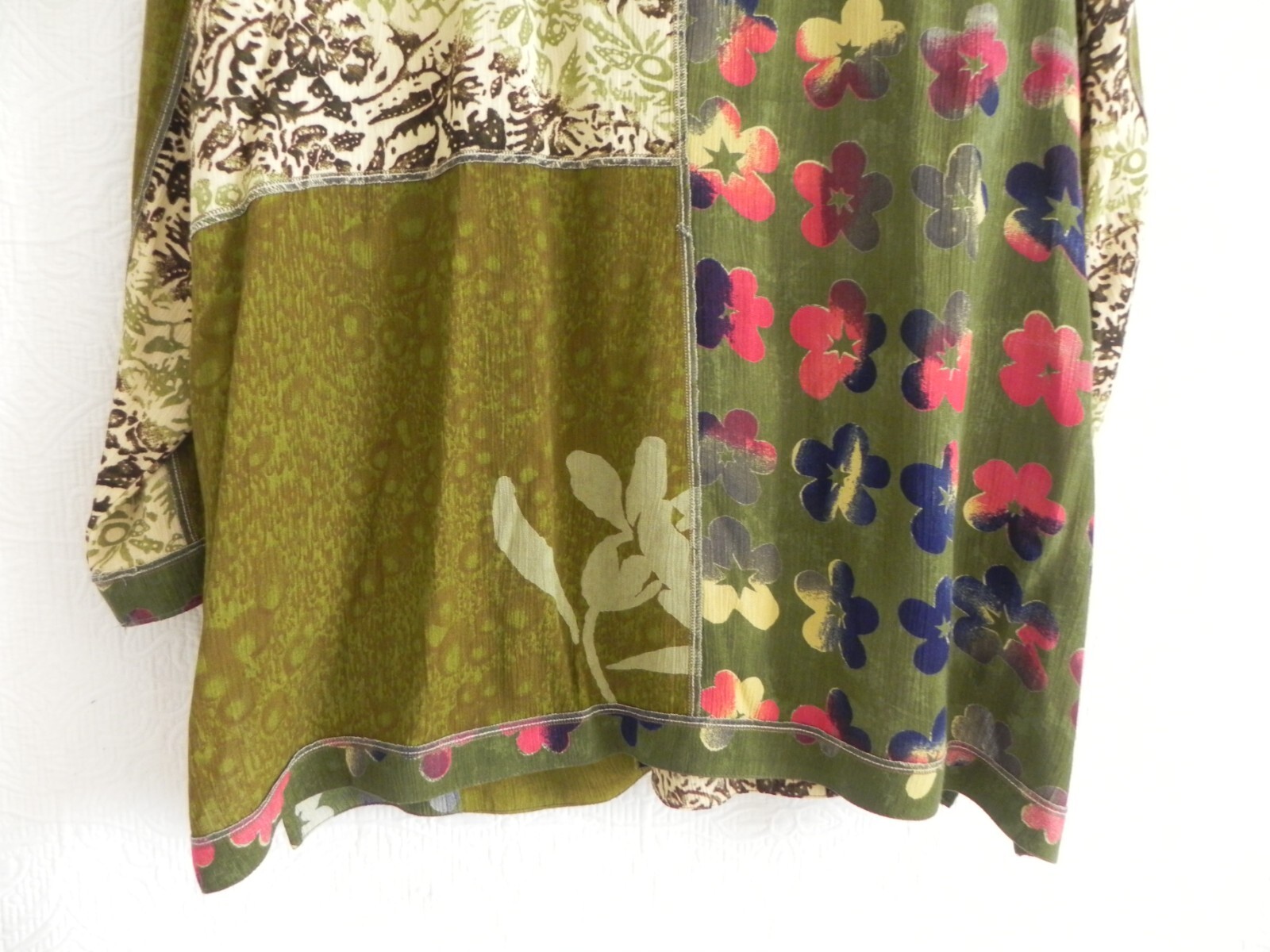 Midnight Velvet 3PC Long Sleeve Duster/Sleeveless Top/Midi Skirt Batik Size 1X