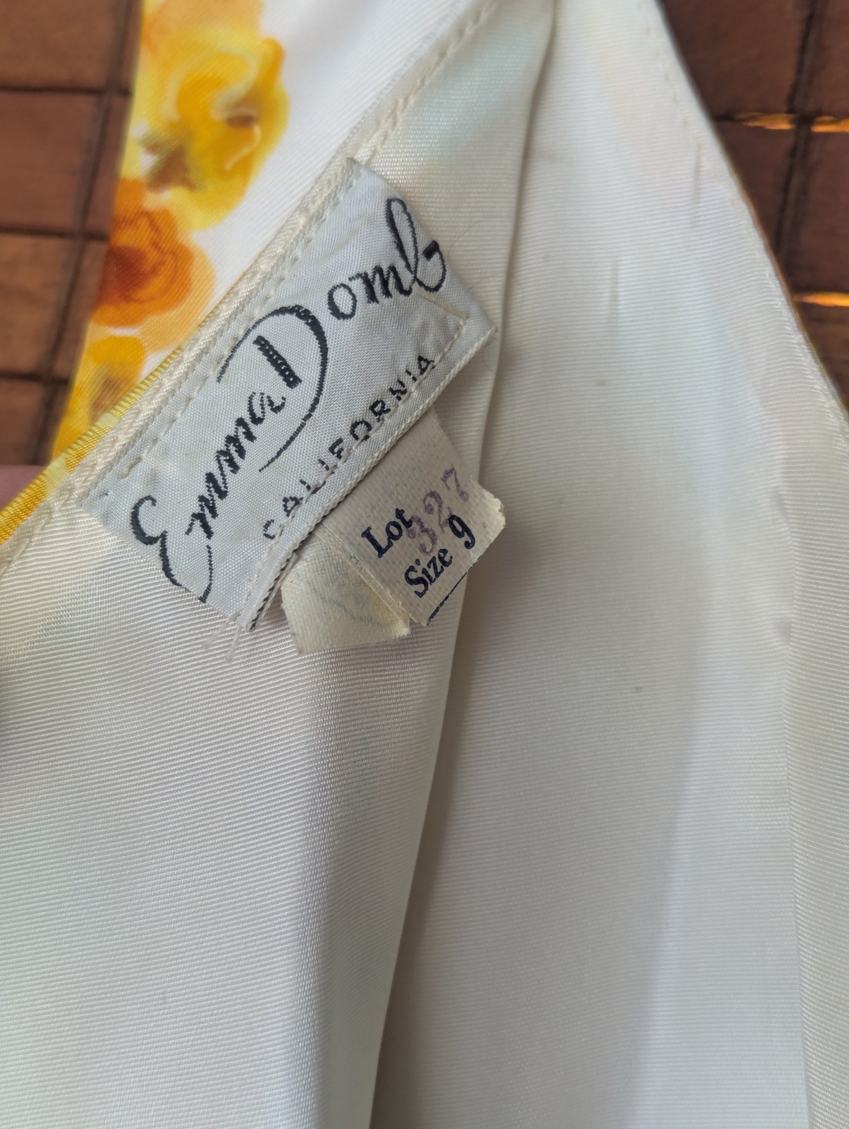 Vintage 1960s Emma Domb California Yellow Floral Chiffon Empire Maxi Gown USA 9
