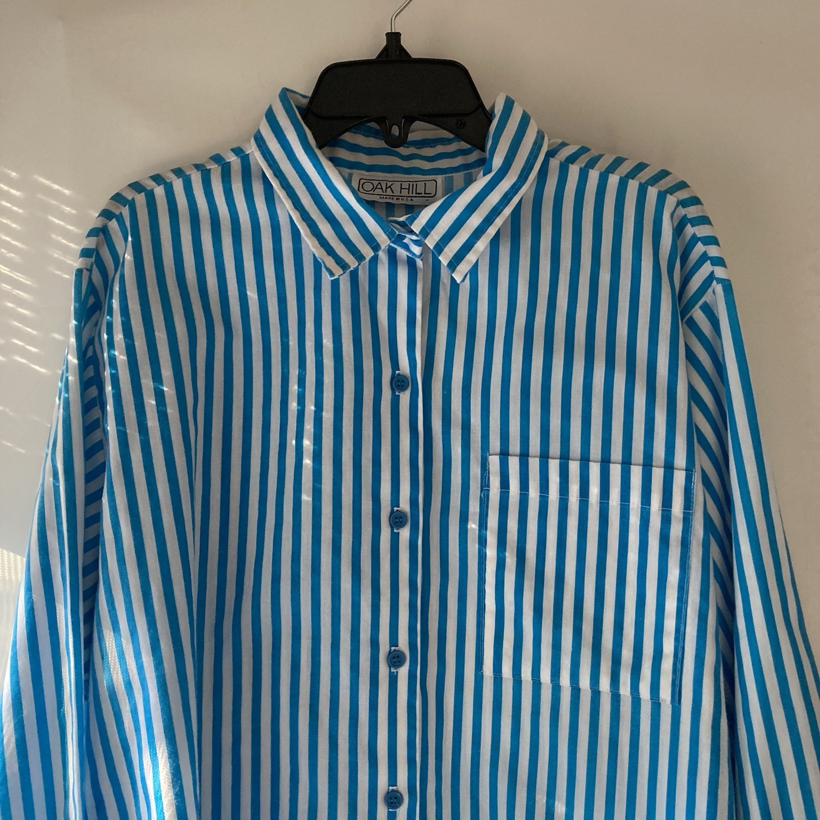 VTG Oak Hill Striped Oxford Button Up Shirt Womens LRG Quiet Luxury Office Core