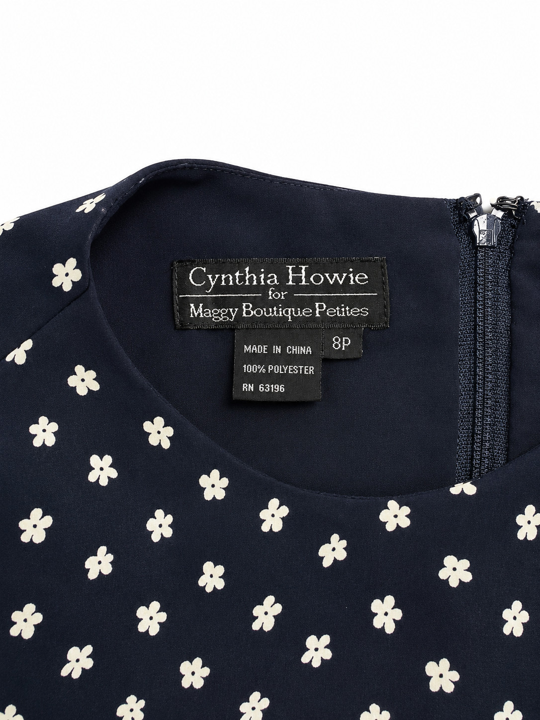 Vintage Cynthia Howie for Maggy Boutique Petite Dress Floral Dots Sz 8p