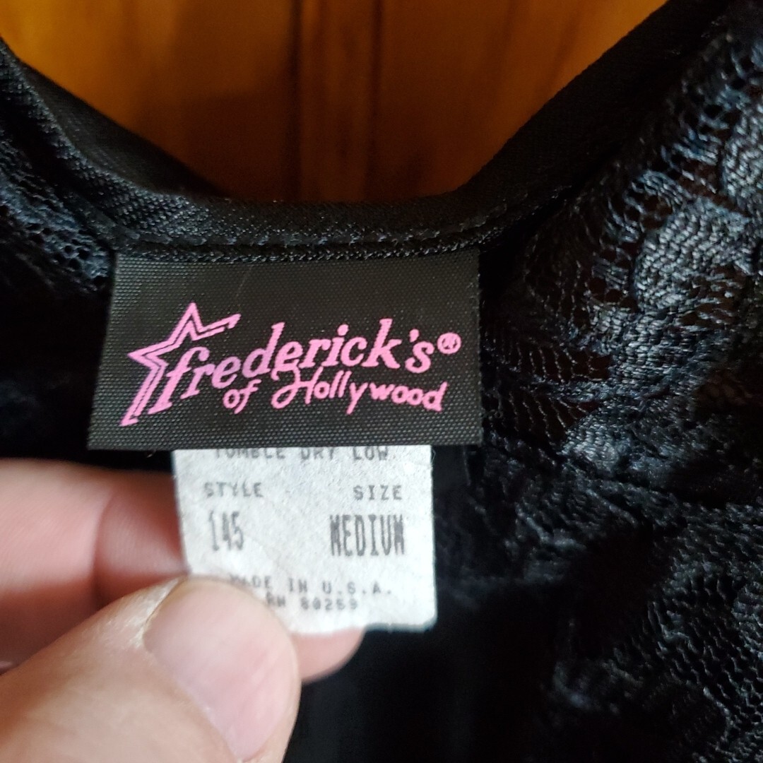 Fredericks of Hollywood Med Nightgown Womens Black Lace Vintage 80s Slip Dress