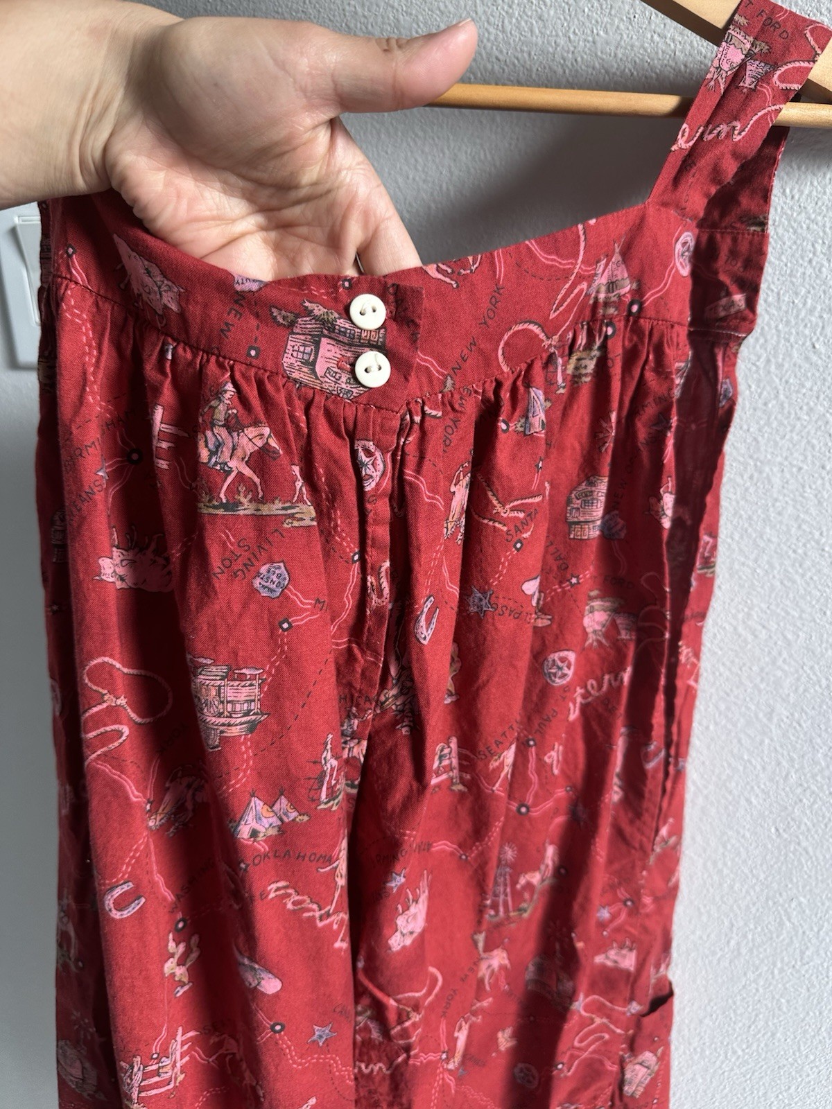 Traditions by Pamela Kline Red Western Cowboy Horse Apron Dress